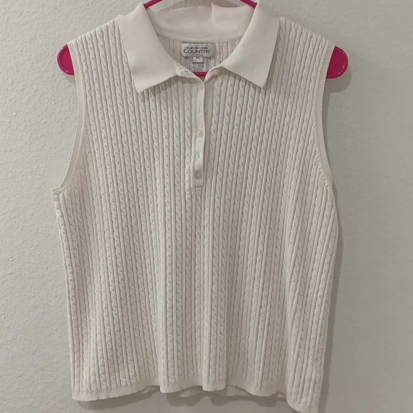 Jones New York Country White sweater Tank Top Size XL - Picture 1 of 6